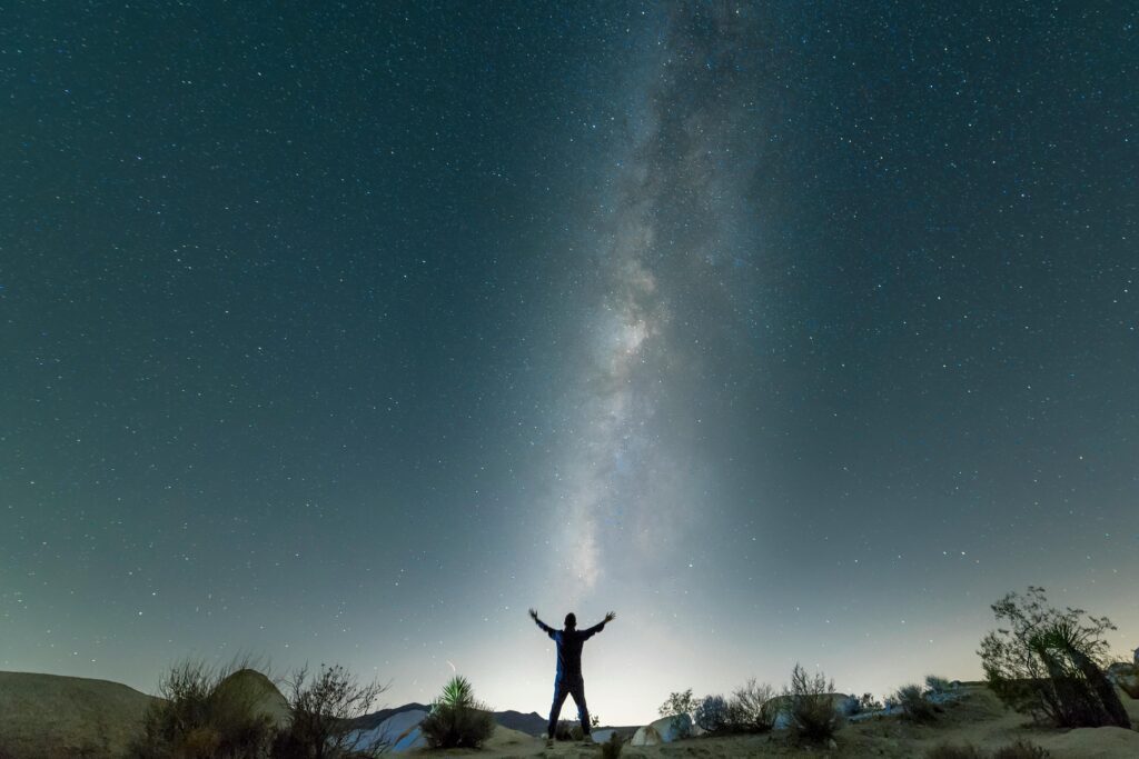 Breathtaking Milky Way galaxy sparkling over landscape