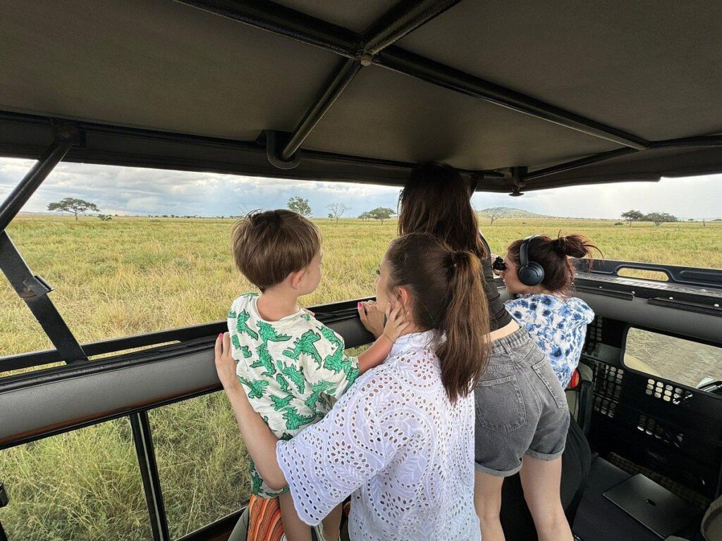 family on a safari in Kenya