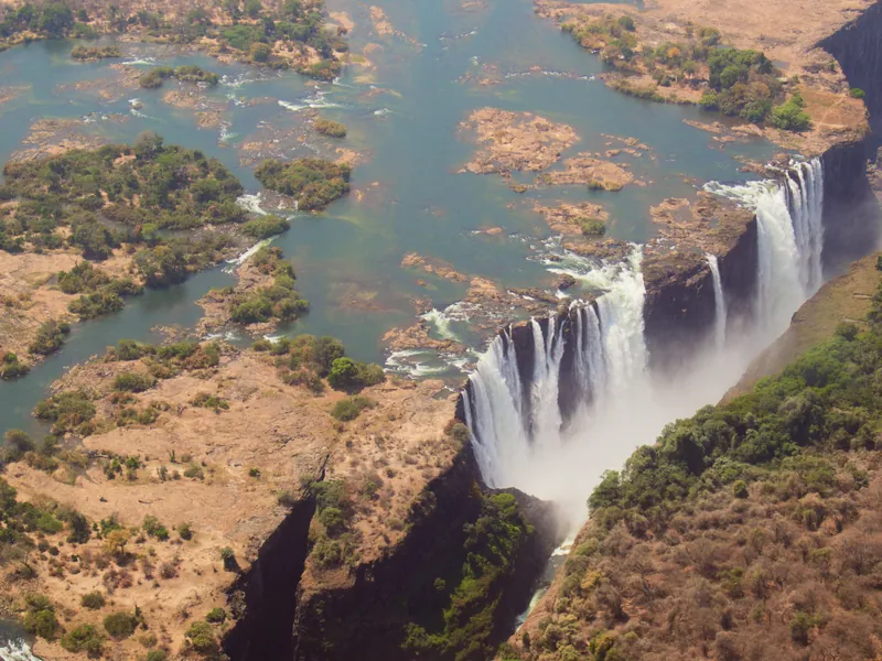 Aerial view of Victoria Falls and the Zambezi gorge